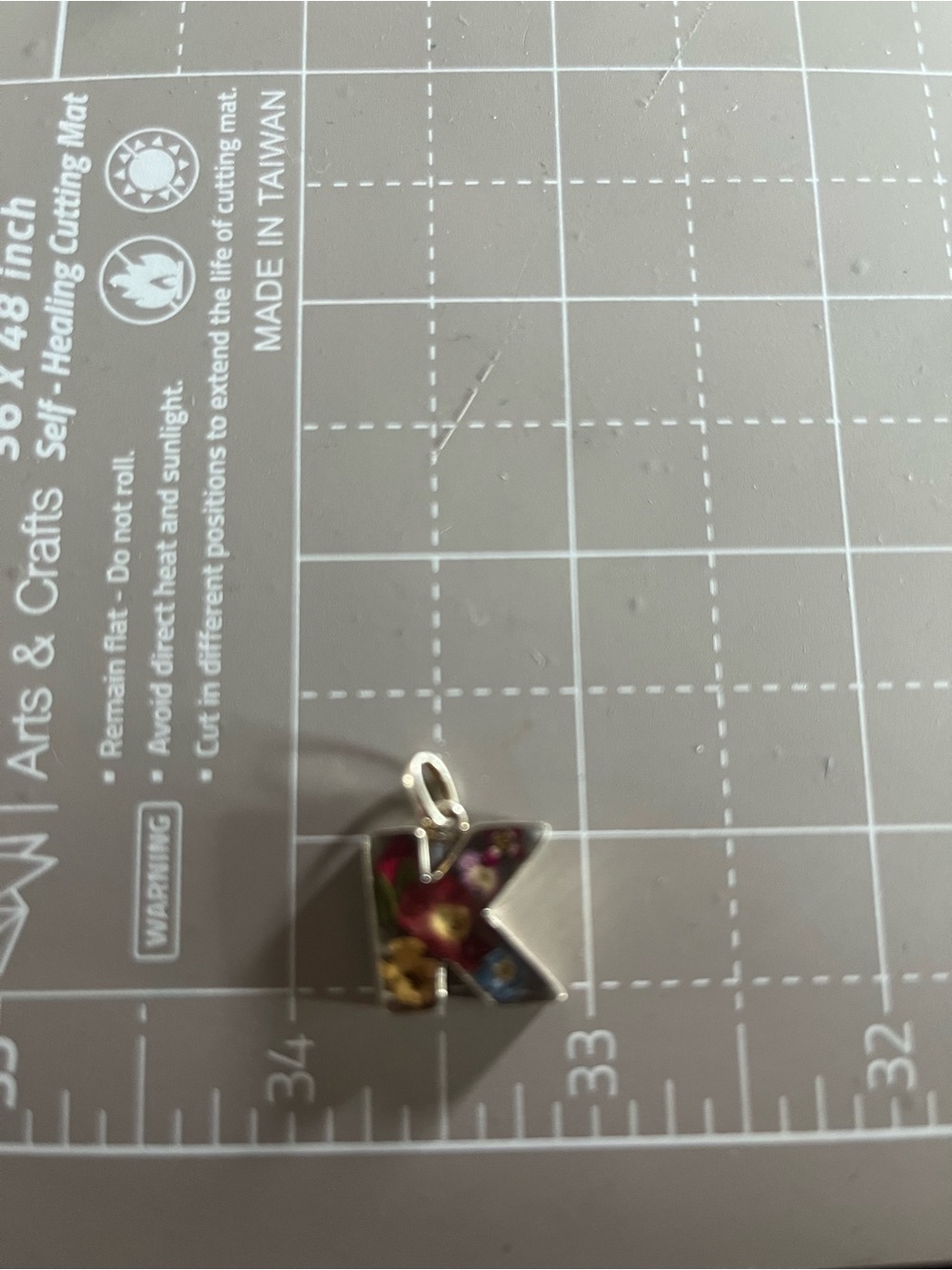 Sterling k resin rose flower pendant 925 silver